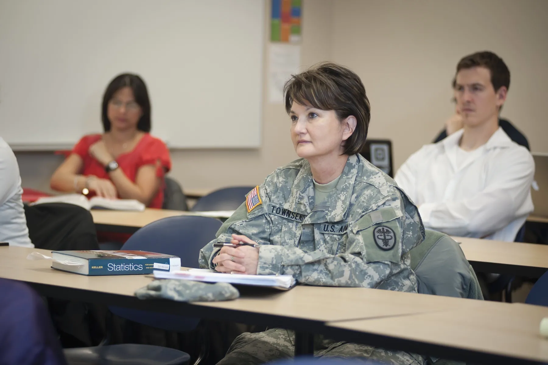 UCCS Military student in class.